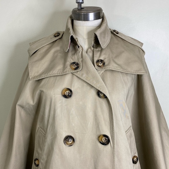 DREAMY DOUBLE BREASTED PONCHO TRENCH COAT 🧥 OPEN SIDES SIZE MEDIUM 100% COTTON - Picture 4 of 17